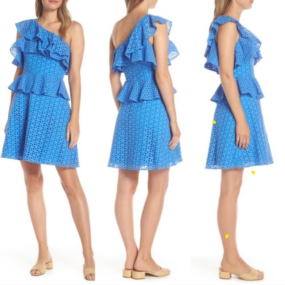 Lilly Pulitzer Josey Coastal Blue One-Shoulder Ruffle Dress
